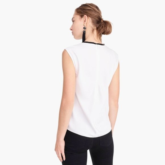 New J Crew Ruffle-neck Shell In Satin-crepe Top - Picture 7 of 8